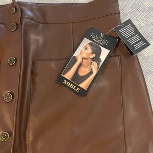 Rachel Chocolate Brown Midi Faux Leather Skirt